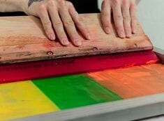 Screen printing process with multi-colour graphics on streetwear apparel