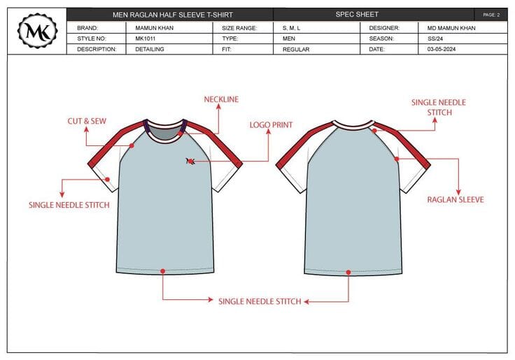 Fashion line tech pack and design insights document