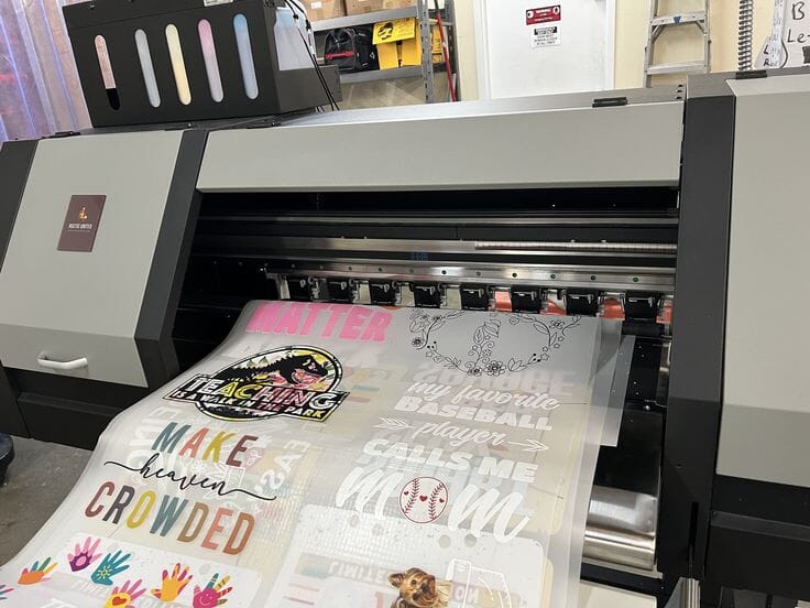 DTF (direct-to-film) custom transfers ready for heat press