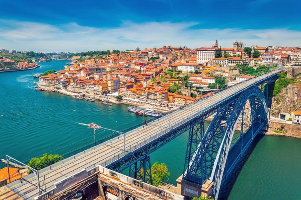 Aerial view of Northern Portugal showing the textile cluster region between Porto and the Spanish border.