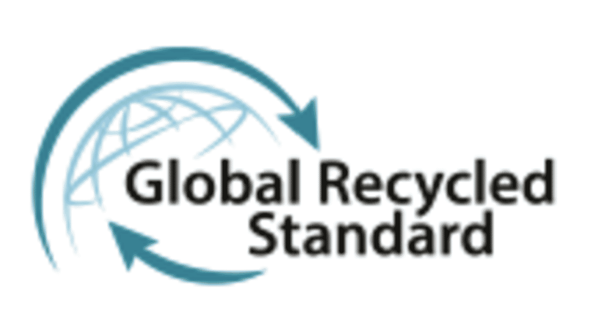 Selo de certificação GRS - Global Recycled Standard.
