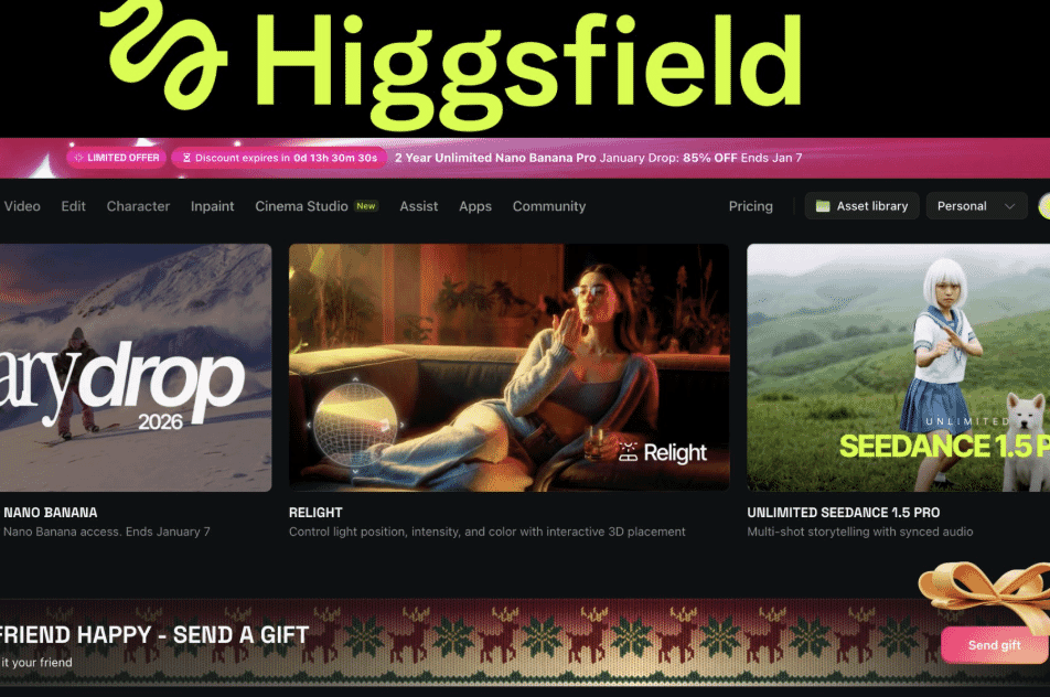 Higgsfield AI video tool generating motion content from static streetwear designs.