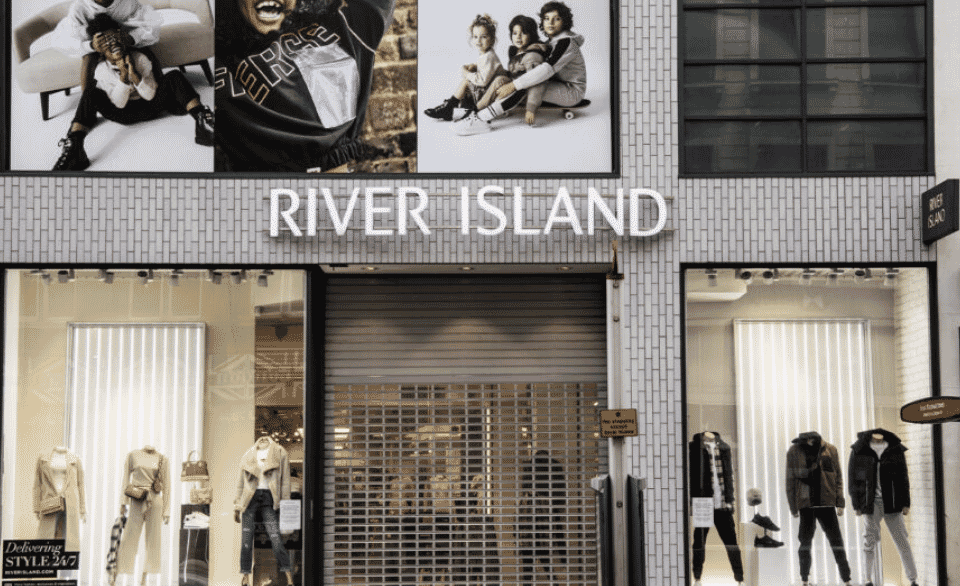 River Island brand image showcasing affordable British fashion.