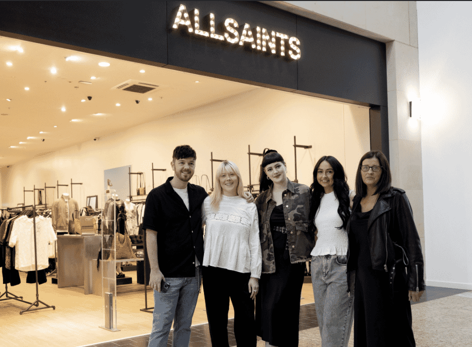 AllSaints brand image with rock-influenced ready-to-wear and leather jackets.