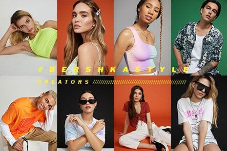 Peças de vestuário feminino de uma marca de moda, ilustrando produto acabado pronto para venda.