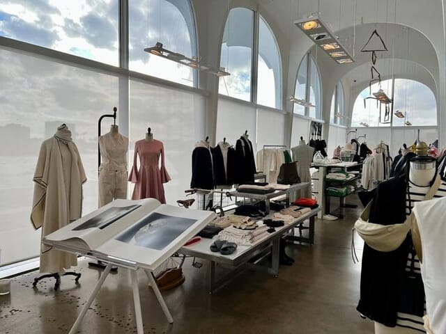 Design studio with dress forms and samples