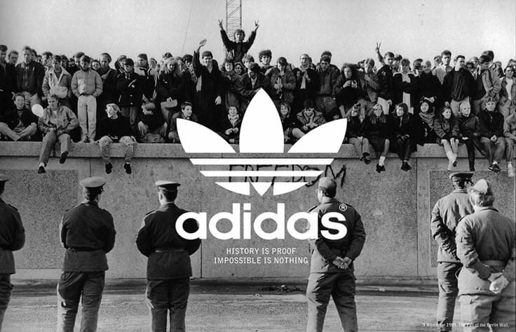 Adidas: desfile e produto, com raízes em Herzogenaurach e liderança global em sportswear.