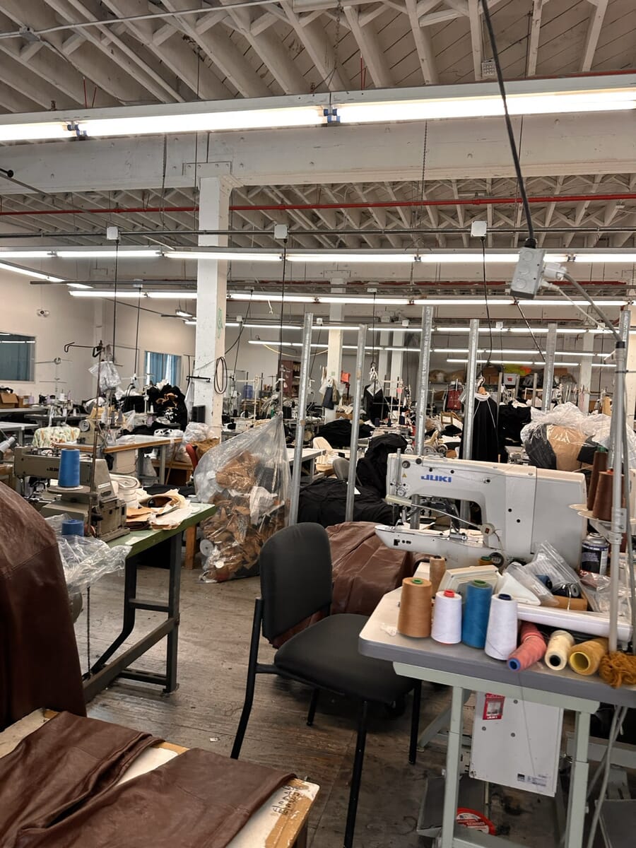 Sewing floor seen from a mezzanine with operators at their machines