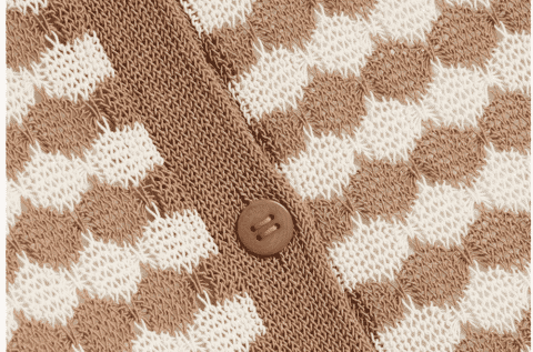 Two-tone knit cardigan with a button