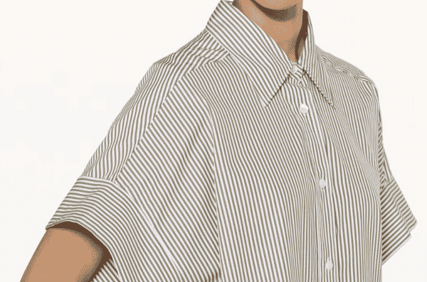 Striped cotton shirt with a relaxed collar