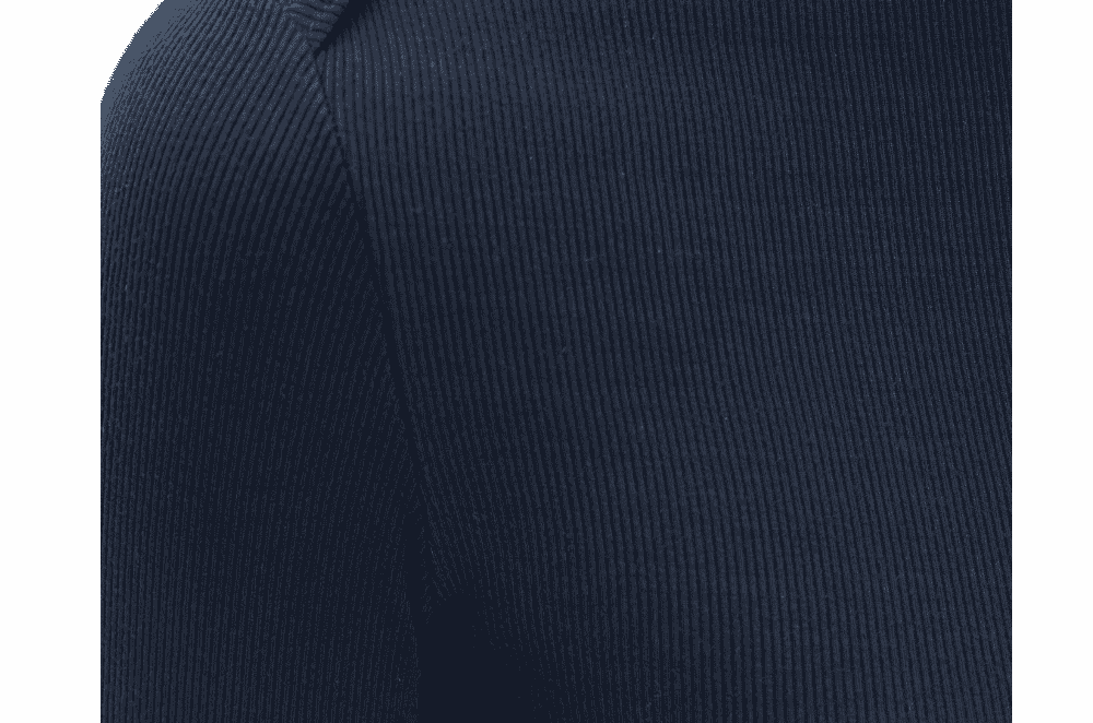 Sample of rib knit fabric showing visible vertical ribs, used for cuffs, collars, waistbands, and fitted bodysuits and tank tops.