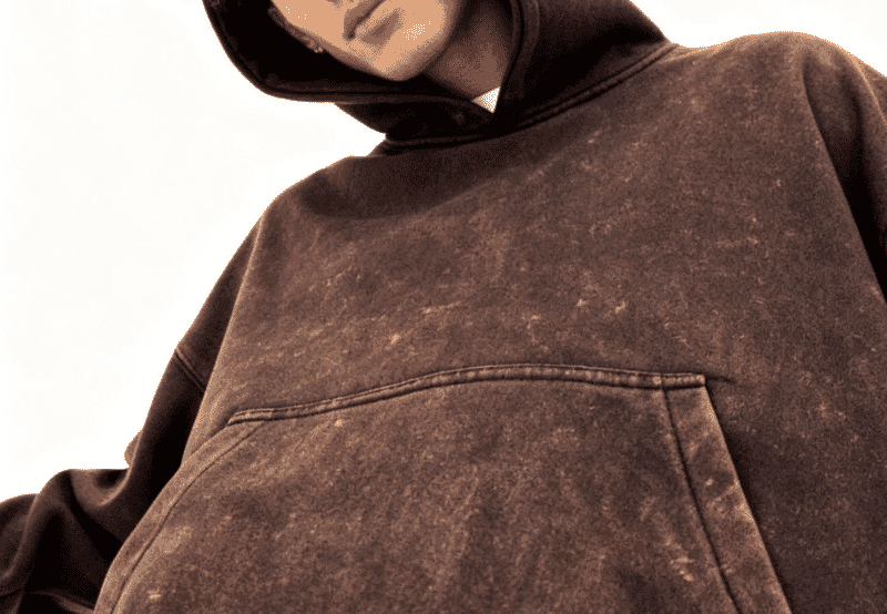 Acid-wash hoodie detail