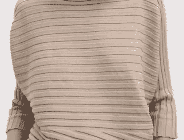 Ribbed knit top in beige