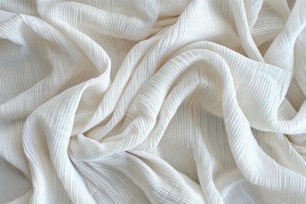 A folded stack of soft, warm-toned cellulosic knit fabric with a smooth, silky surface on a Portuguese mill inspection table.