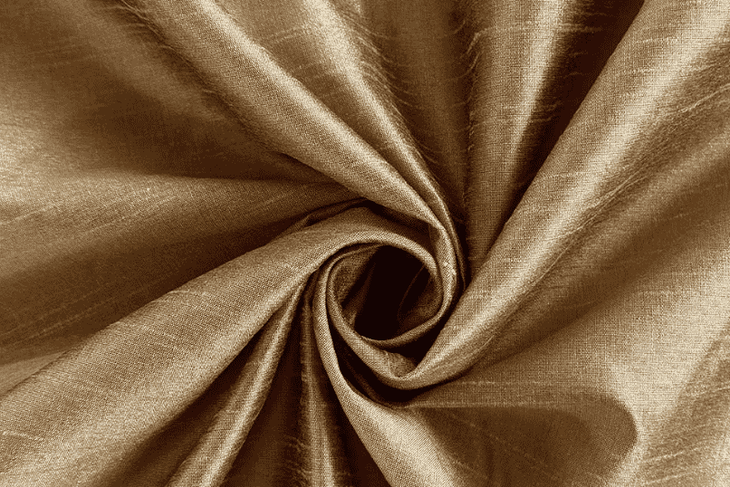 Gold silk shantung in a swirl