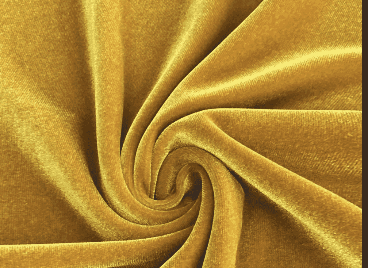 Amostra de silk velvet com brilho intenso e drapeado líquido, usada em vestidos de noite couture