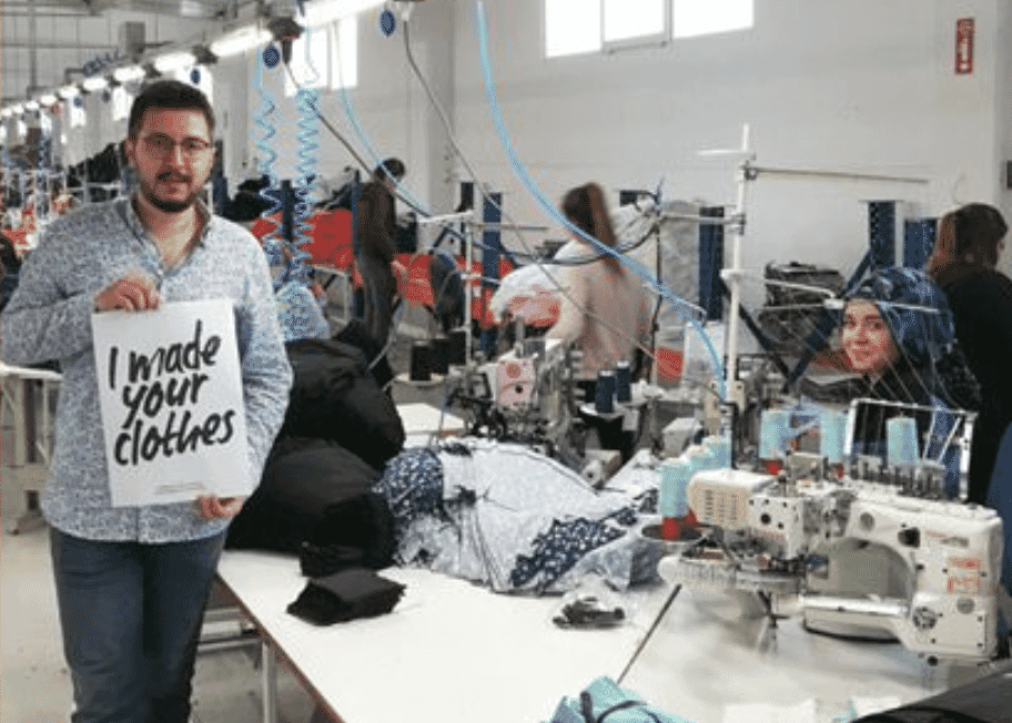 Sewing floor in a Turkish garment factory with operators at machines